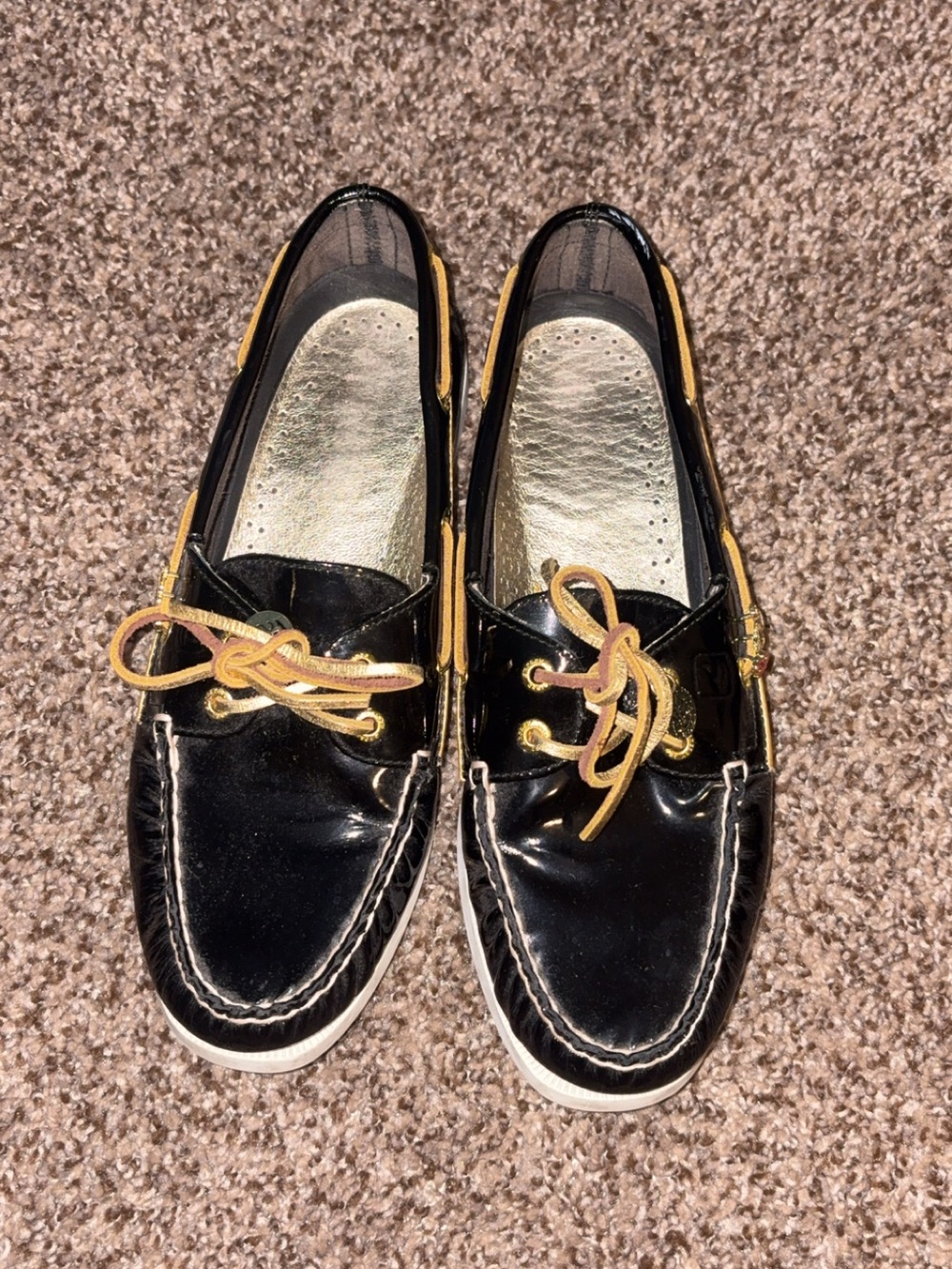 Sperry Black and Tan Leather Boat Shoes
